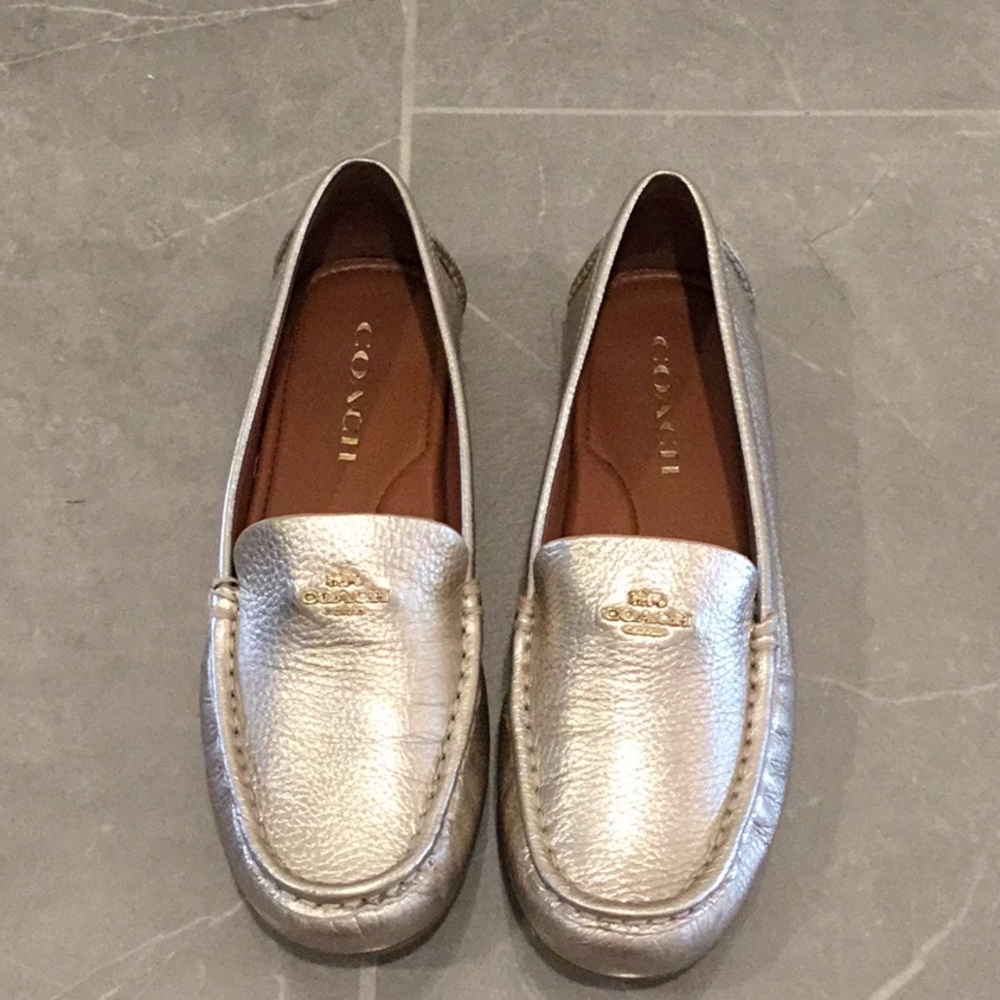 Gold coach Marley leather driving loafers size 7